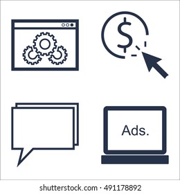 Set Of SEO, Marketing And Advertising Icons On Pay Per Click, Website Optimization, Online Consulting And More. Premium Quality EPS10 Vector Illustration For Mobile, App, UI Design.