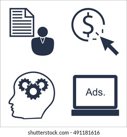 Set Of SEO, Marketing And Advertising Icons On Creativity, Display Advertising, Client Brief And More. Premium Quality EPS10 Vector Illustration For Mobile, App, UI Design.