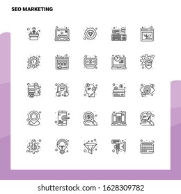 Set of Seo Marketing Line Icon set 25 Icons. Vector Minimalism Style Design Black Icons Set. Linear pictogram pack.