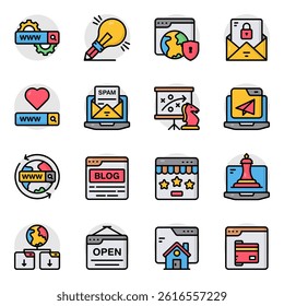 Set of Seo and Network Flat Icons
