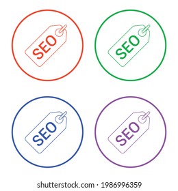 set of seo tag line icon flat style isolated on white background