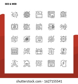 Set of Seo & Web Line Icon set 25 Icons. Vector Minimalism Style Design Black Icons Set. Linear pictogram pack.