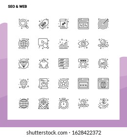 Set of Seo & Web Line Icon set 25 Icons. Vector Minimalism Style Design Black Icons Set. Linear pictogram pack.