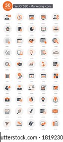 Set Of SEO,Marketing Icons,Orange version,vector