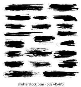 Set of separated grunge brush strokes. Vector illustration