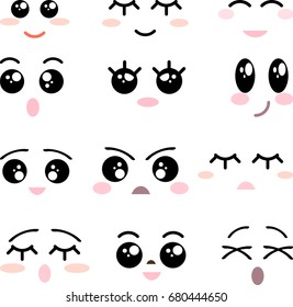 Set of separated vector cute emotion faces 