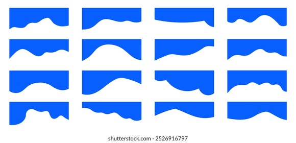 Set of separator, header, modern wave divider shapes vector illustration	