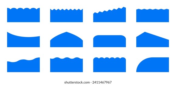 Conjunto de encabezados separadores, formas de divisores modernos para la parte inferior del sitio web de la página	