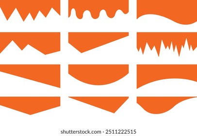 Set of separators shapes for website. Curve Lines, Drops, Wave and triangular dividers for Top or Bottom Page. Frame of header