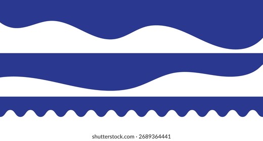 Conjunto de formas de separadores para o site. Linhas de Curva, Quedas, Ondas e divisores triangulares para Página Superior ou Inferior. Quadro do cabeçalho. Coleção de modelos de forma de divisores. Conjunto de fundo curvo com Cor Azul