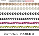 SET OF SEQUINS, IRONS ONS, STICK ONS ,DIAMNONTE AND ZIRCONS IN EDITABLE VECTOR 