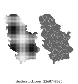 Set of Serbia map icon, geography blank concept, isolated graphic background vector illustration .
