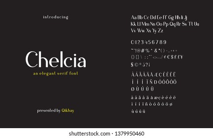 Set Of Serif Alphabet Font. An Elegant Serif Font, Chelcia Font