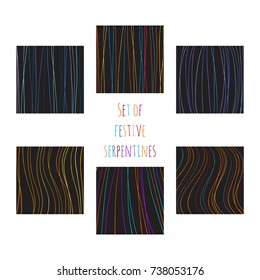 Set of serpentine backgrounds made by hand in vector.Ideal for  festive posters or other kind of your design.