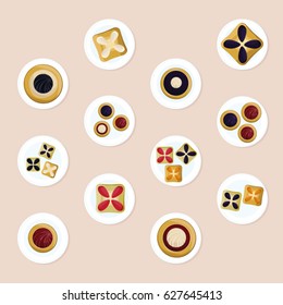 Set of served cakes - vector illustration