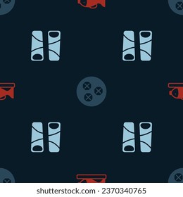 Set Served fish on a plate, Wonton and Guotie on seamless pattern. Vector