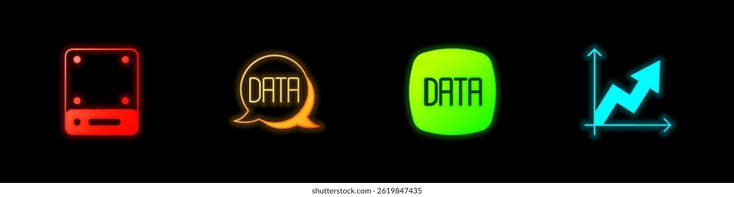 Set Server, Data analysis,  and Financial growth icon. Vector