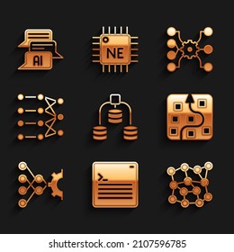 Set Server, Data, Web Developer Programming Code, Neural Network,  And Chat Bot Icon. Vector