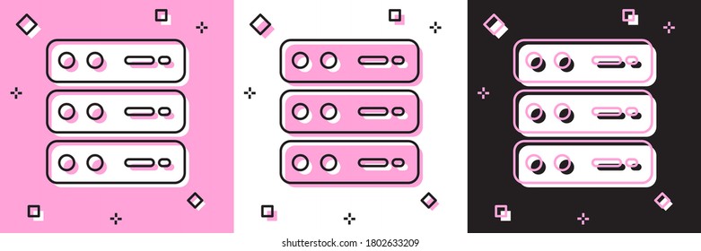 Set Server, Data, Web Hosting icon isolated on pink and white, black background. Vector.