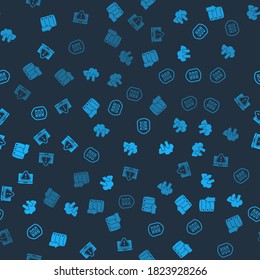 Set Server, Data, Web Hosting, Cloud download and upload, with shield and Laptop exclamation mark on seamless pattern. Vector.