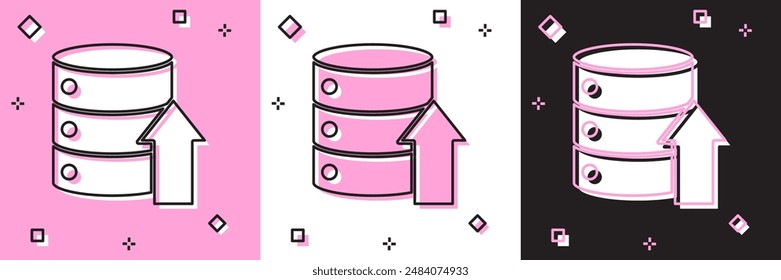Set Server, Data, Web Hosting icon isolated on pink and white, black background.  Vector Illustration