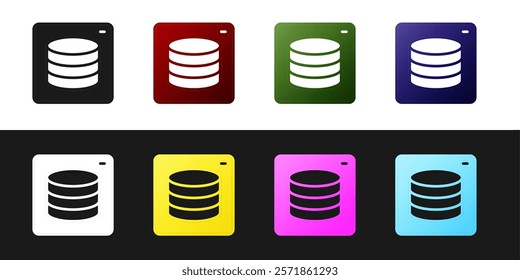 Set Server, Data, Web Hosting icon isolated on black and white background.  Vector