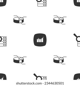 Set Server, Financial growth and Pie chart infographic on seamless pattern. Vector