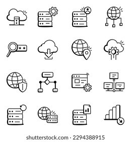 Conjunto de iconos de doodle alojados en servidores

