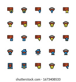 Set of Server Rating Like filled style icon - vector