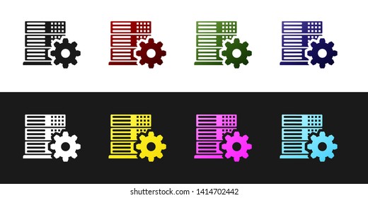 Set Server setting icon isolated on black and white background. Vector Illustration