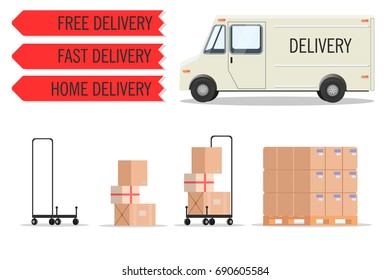 Set of service delivery. Vector illustration in a flat style