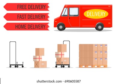Set of service delivery. Vector illustration in a flat style