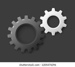 Set service icons image of tools gears parts. Symbols options tools spanner for repair. Settings service spanner pictures. Logo spare parts. Set options logo. Car wrench repair service