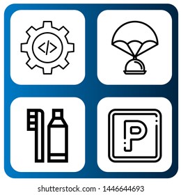 Set of service icons such as Settings, Parachute, Dental hygiene, Parking , service