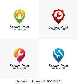 Set of Service Point logo designs template, Fixing logo concept