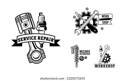 set of Service, repair labels or logos. Maintenance work icon. Vector