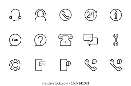 Set of Service support, Customer service, Call center vector icon illustration