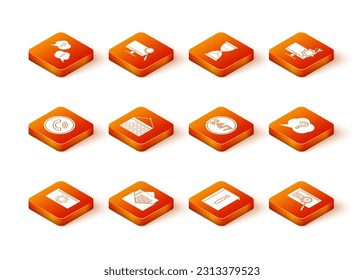 Set Setting, Envelope, Phone call, Calendar, User manual, Clock 24 hours, System bug concept and Speech bubble Question icon. Vector