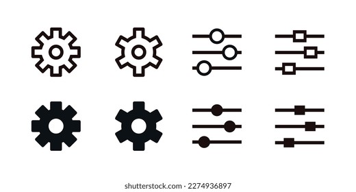 Set of setting gear button icons collection vector design for application interface