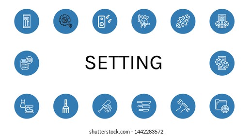 Set of setting icons such as Cutlery, Setting, Music, Eating, Configuration, Knife, Fork, Settings, Wrench, Adjustment , setting