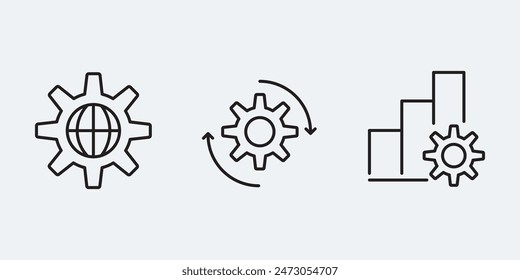 set setting processing workflow process icon, data update line icon