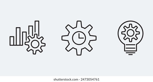 set setting processing workflow process icon, data update line icon