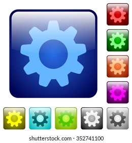 Set of settings color glass rounded square buttons