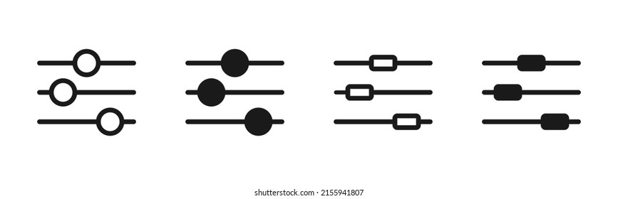 Set of settings, control icons isolated on white background. Equalizer simple illustration in flat style. Vector illustration.