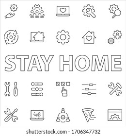 Set of Settings and Setup Vector Line Icons. Contains such Icons as Gear, Setting, Control, Iinstall, Options, Service, and more. Editable Stroke. 32x32 Pixels