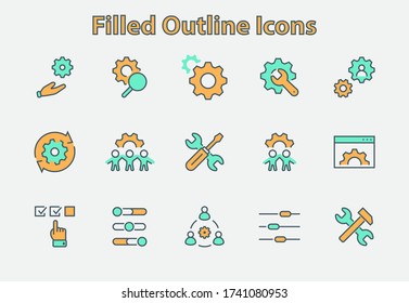 Set of Settings and Setup Vector Line Icons. Contains such Icons as Gear, Setting, Control, Iinstall, Options, Service, and more. Editable Stroke. 32x32 Pixels.