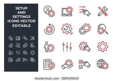 set of Setup and Settings elements symbol template for graphic and web design collection logo vector illustration