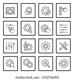 set of Setup and Settings elements symbol template for graphic and web design collection logo vector illustration