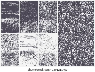 Set of seven abstract grunge textures. vector illustration