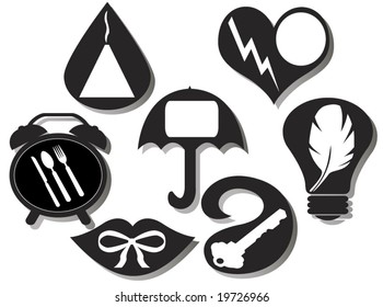 set of seven amusing icons
